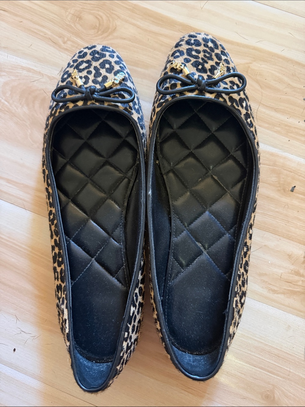 Michael Kors Leopard-Print Quilted Insole Ballet Flats in Black and Tan
